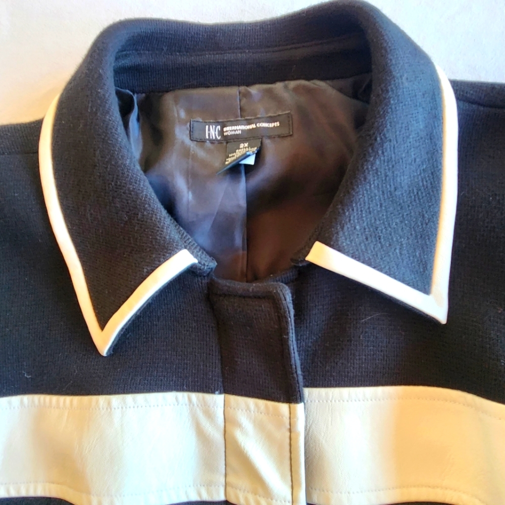INC BLK WHT Striped Peacoat 2X - Picture 7 of 12